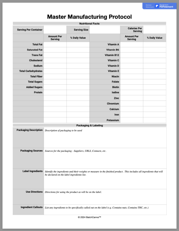 Master Manufacturing Protocol Form - Image 5